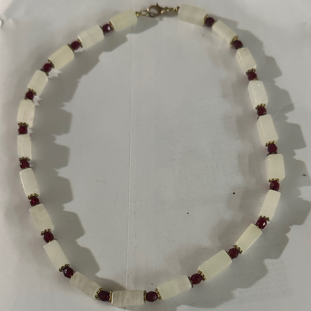 Italian Onyx and Red Beaded Necklace